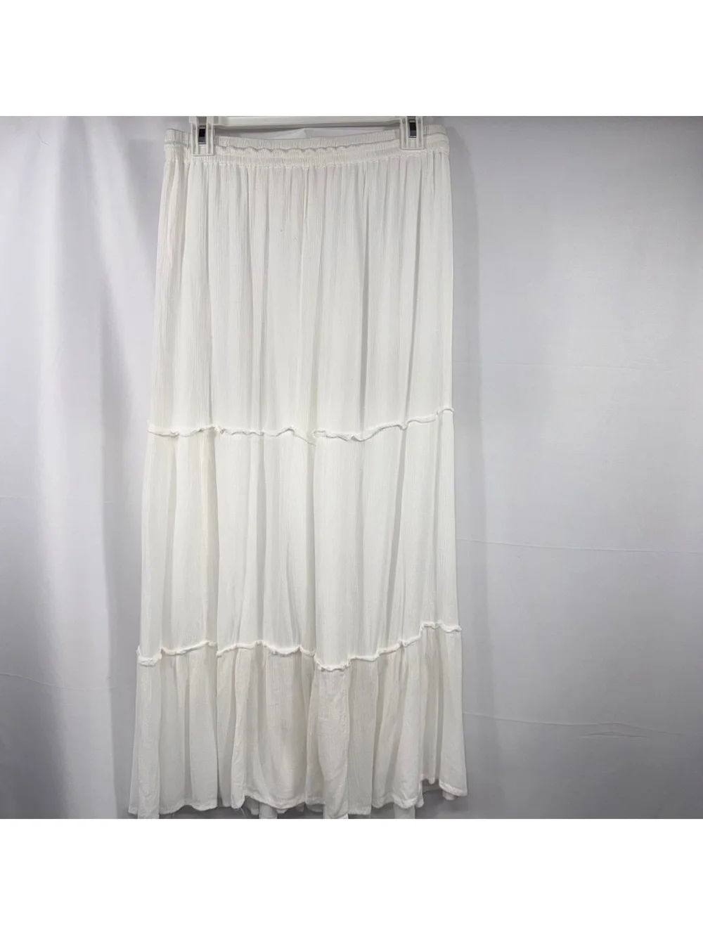 Gypsie Blu White Tiered Boho Maxi Skirt Size M